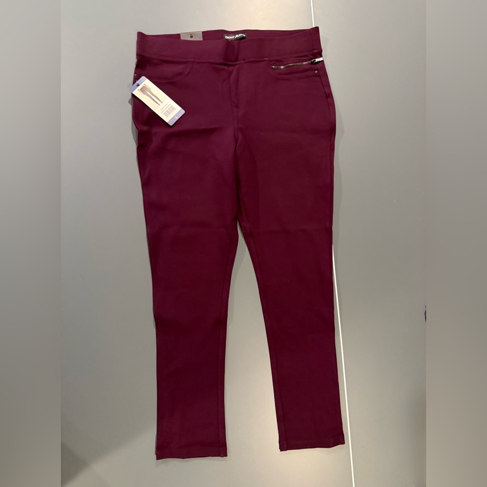 Chic DKNY Ponte Pants – Aubergine, Size L – NWT!